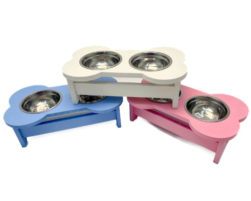 COMEDERO DOBLE  HUESITO COLORES 14cm.